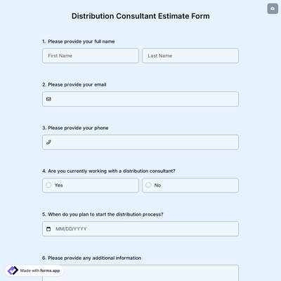 Distribution Consultant Estimate Form