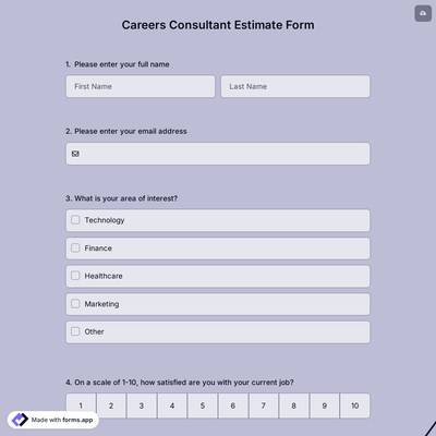 Careers Consultant Estimate Form