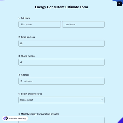 Energy Consultant Estimate Form