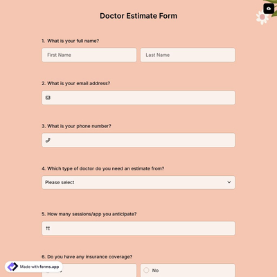 Doctor Estimate Form