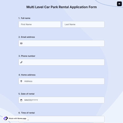 Multi-Level Car Park Rental Application Form