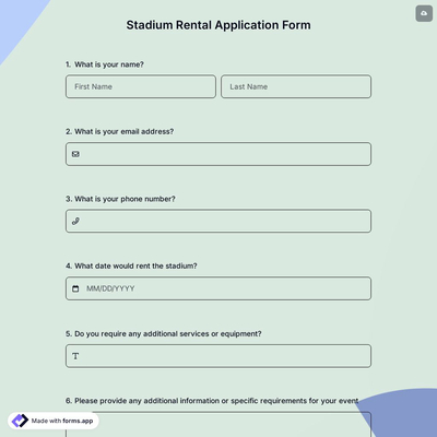 Stadium Rental Application Form