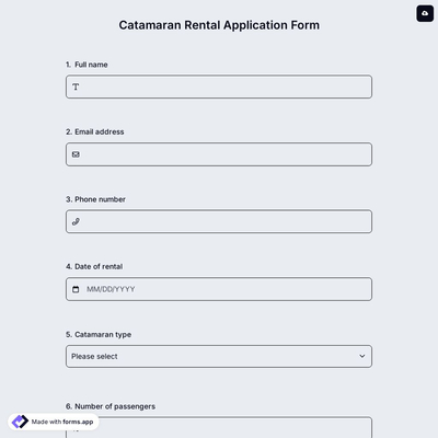 Catamaran Rental Application Form