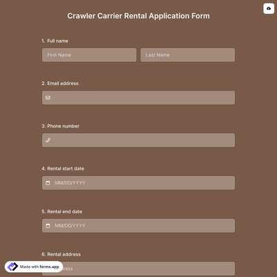 Crawler Carrier Rental Application Form