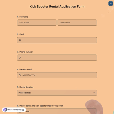 Kick Scooter Rental Application Form