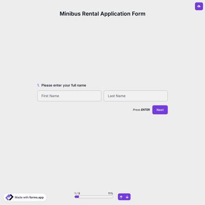 Minibus Rental Application Form