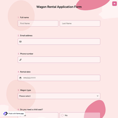 Wagon Rental Application Form