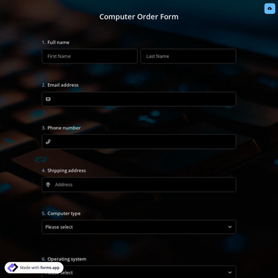 Computer Order Form