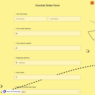 Online Crochet Order Form