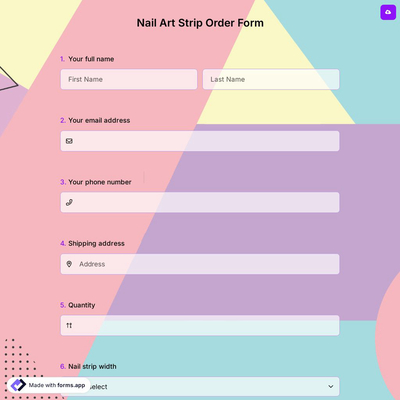 Nail Art Strip Order Form