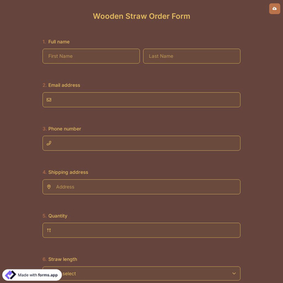 Wooden Straw Order Form