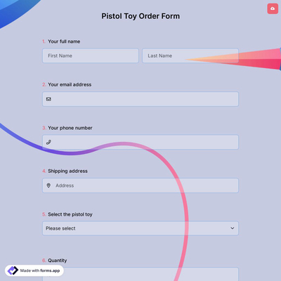 Pistol Toy Order Form