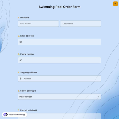 Swimming Pool Order Form