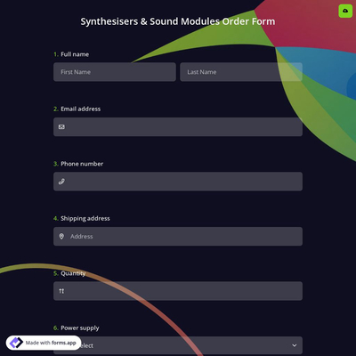 Synthesisers & Sound Modules Order Form