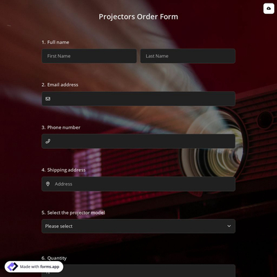 Projectors Order Form