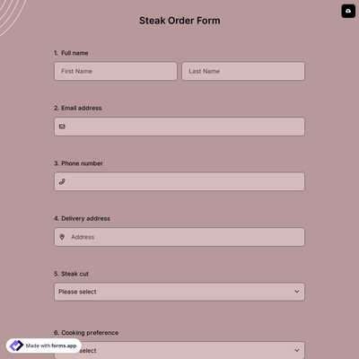 Steak Order Form