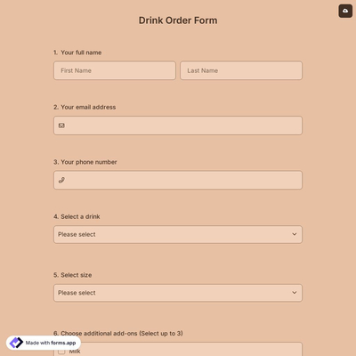 Drink Order Form