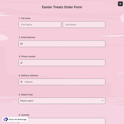 Easter Treats Order Form