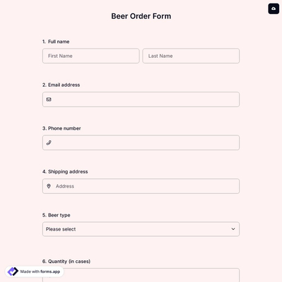 Beer Order Form