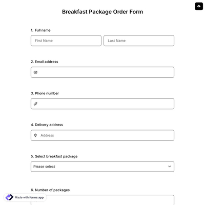 Breakfast Package Order Form