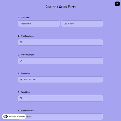 Catering Order Form