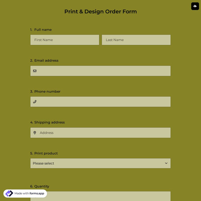 Print & Design Order Form
