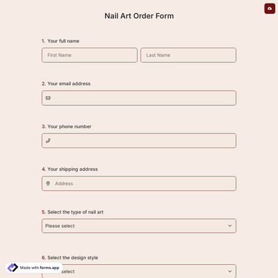 Nail Art Order Form