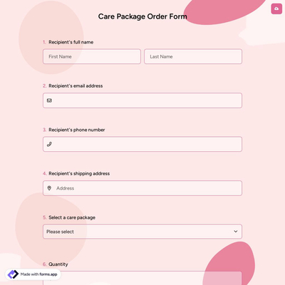 Care Package Order Form