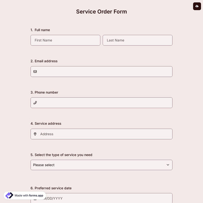 Service Order Form