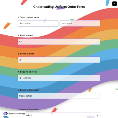 Cheerleading Uniform Order Form