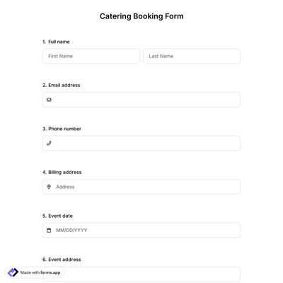 Catering Booking Form