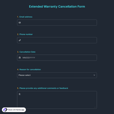 Extended Warranty Cancellation Form