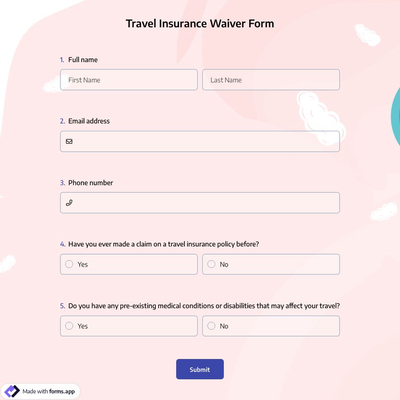 Travel Insurance Waiver Form