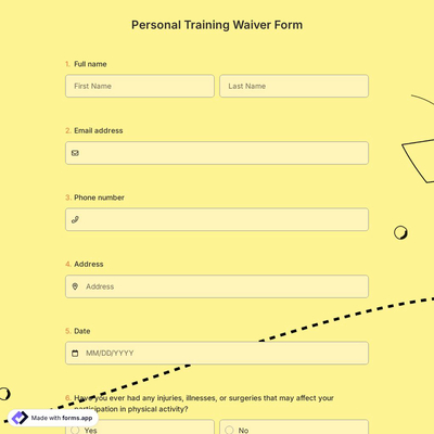 Personal Training Waiver Form