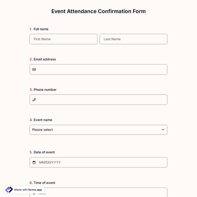 Event Attendance Confirmation Form