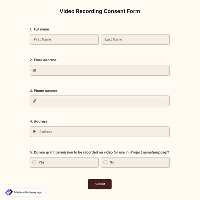 Video Recording Consent Form