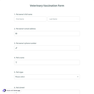Veterinary Vaccination Form