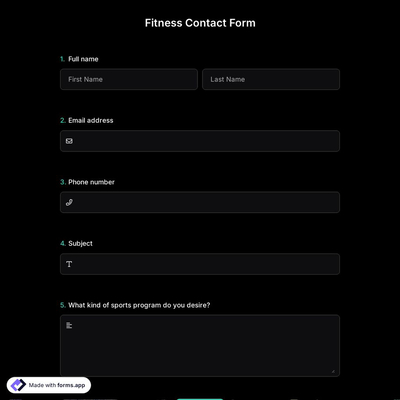 Fitness Contact Form