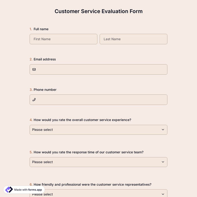 Customer Service Evaluation Form