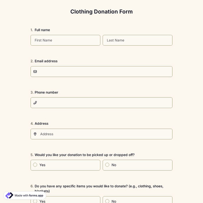 Clothing Donation Form