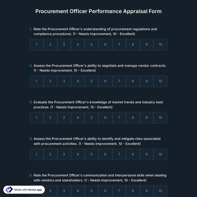 Procurement Officer Performance Appraisal Form