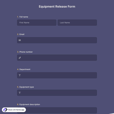 Equipment Release Form