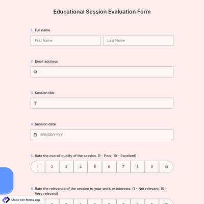 Educational Session Evaluation Form