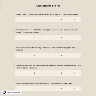 Class Ranking Form