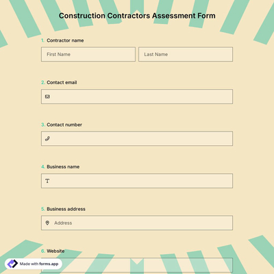 Construction Contractors Assessment Form