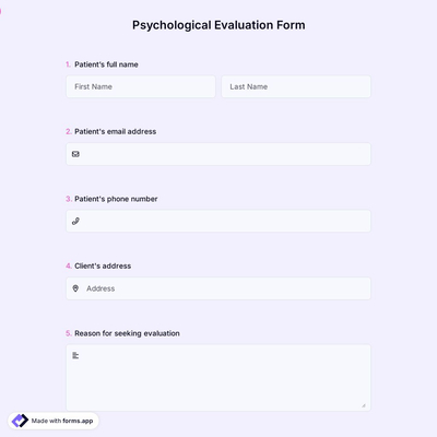 Psychological Evaluation Form