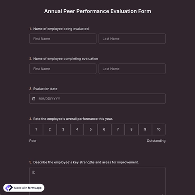 Annual Peer Performance Evaluation Form