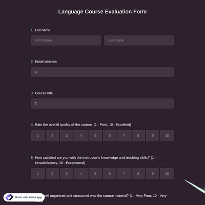 Language Course Evaluation Form