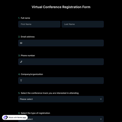 Virtual Conference Registration Form