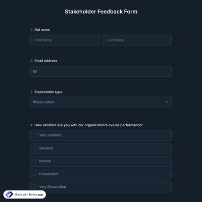 Stakeholder Feedback Form